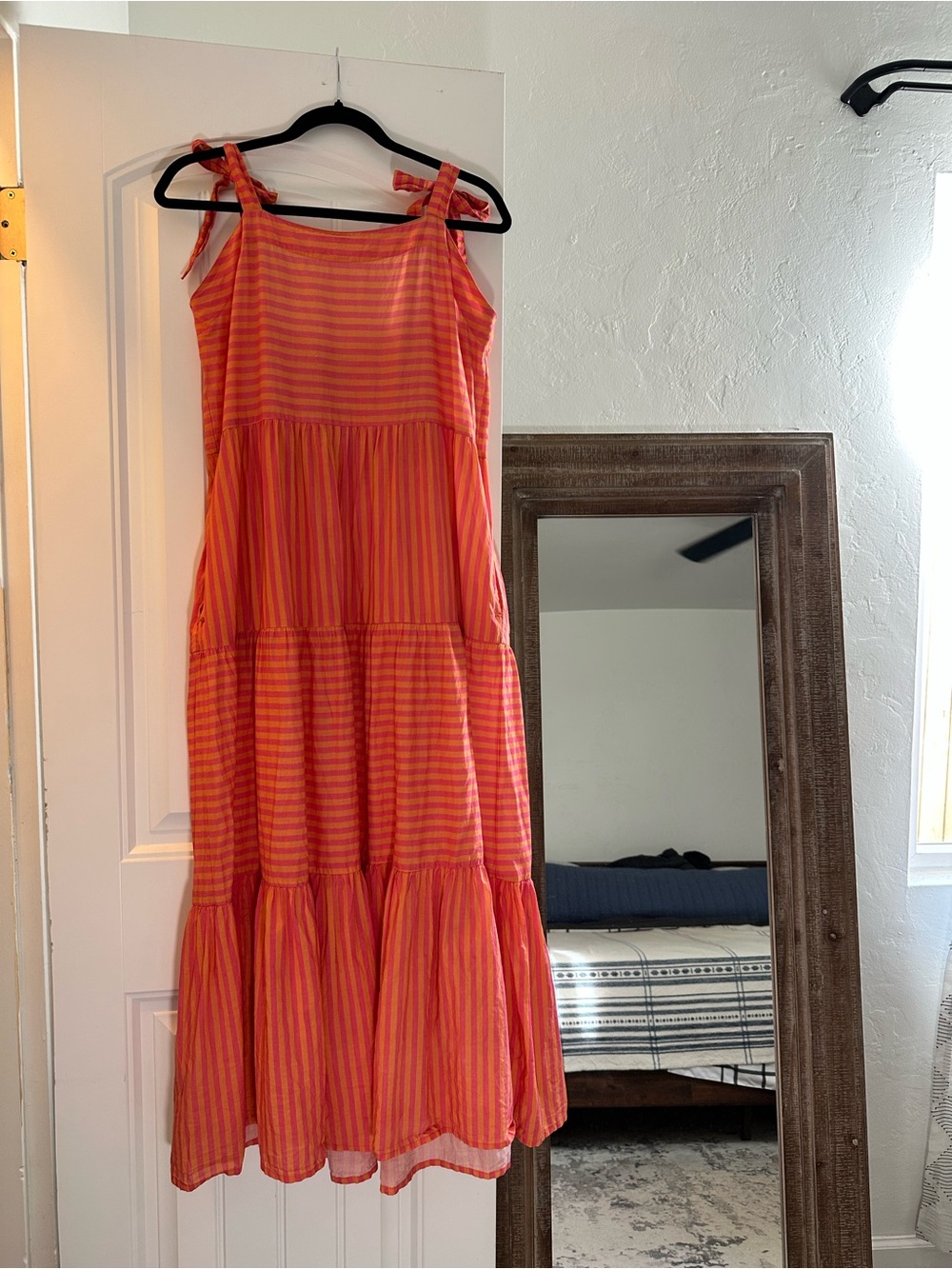 “World Market” Pink and Orange Striped Maxi Dress - Picture 1 of 4